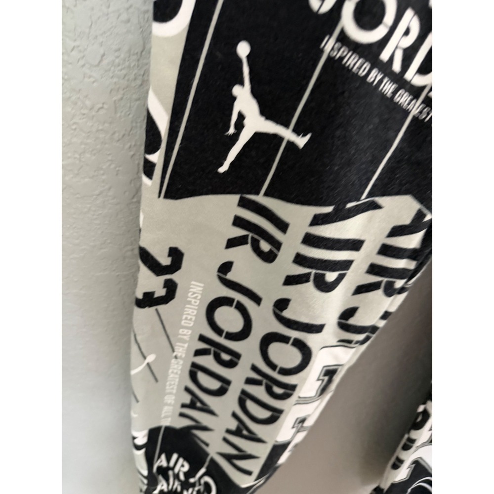 Nike Air Jordan Fleece Joggers Sweatpants MED Loose Graphic Black Grey - Picture 4 of 12